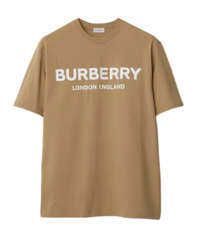 Burberry Logo Cotton T-shirt In Brown