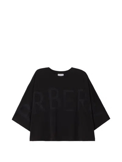 Burberry Logo-embossed Cotton T-shirt In Black