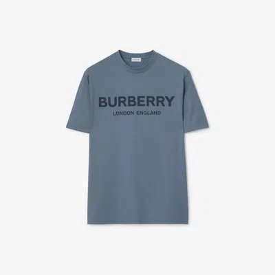 Burberry Logo Cotton T-shirt In Blue