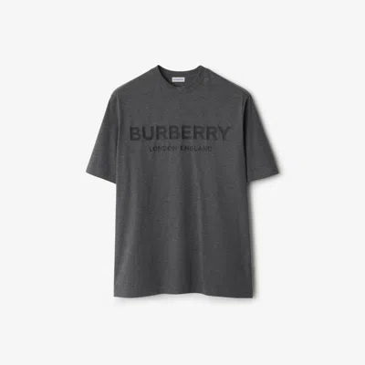 Burberry Logo Cotton T-shirt In Dark Grey Melange