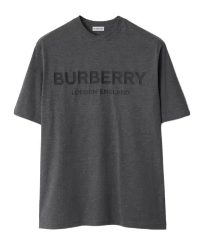 Burberry Logo Cotton T-shirt In Dark Grey Mixed Colors
