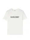 Burberry Ribbed Cotton Jersey T-shirt With Logo Print In Neutral