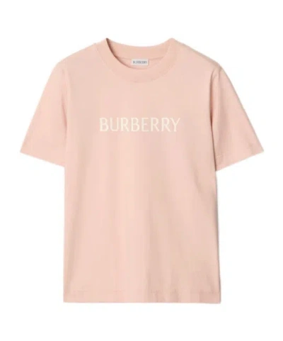 Burberry Logo Cotton T-shirt In Pink