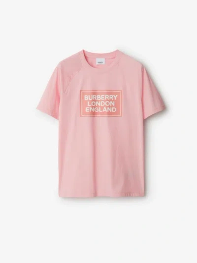 Burberry Logo Cotton T-shirt In Soft Blossom