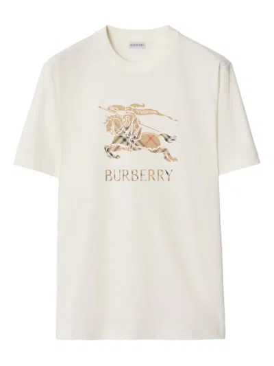 Burberry Ekd Cotton T Shirt Crew Neck In White