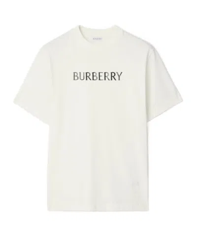 Burberry Cotton T Shirt Featuring Front Logo Print In White