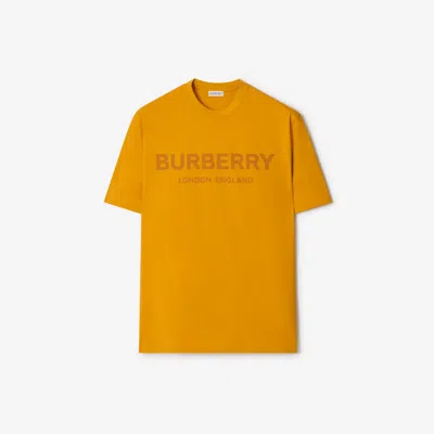Burberry Logo Cotton T-shirt In Yellow