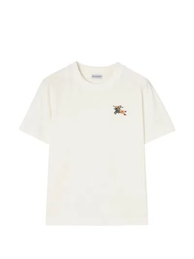 Burberry Logo-embroidered Cotton T-shirt In White