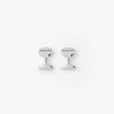Burberry Logo Cufflinks In Silver
