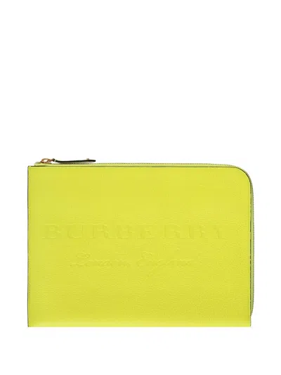 Burberry Logo-debossed Briefcase In 黄色