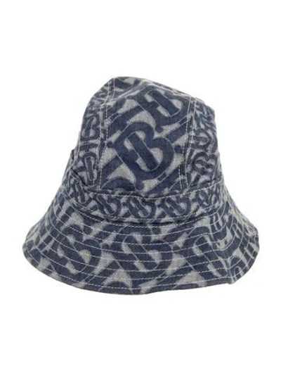 Pre-owned Burberry Logo Denim Bucket Hat In Blue