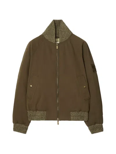 Burberry Logo-detail Bomber Jacket In Brown