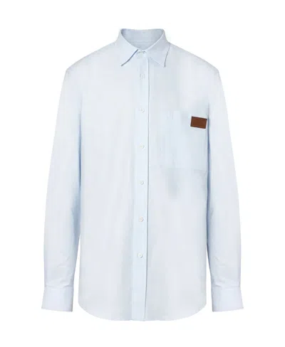 Burberry Logo Detail Cotton Oxford Shirt In White