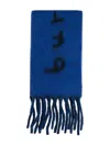 Burberry Logo-detail Fringed Scarf In Blue