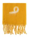 Burberry Logo-detail Fringed Scarf In Yellow