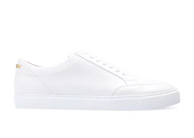 Pre-owned Burberry Logo Detail Leather Sneakers (women's) In Optic White