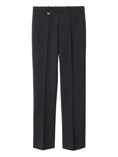Burberry Logo-detail Tailored Trousers In Gray