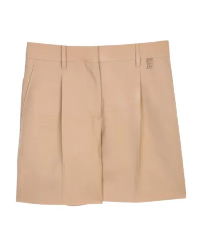 BURBERRY BURBERRY LOGO DETAILED PLEATED SHORTS
