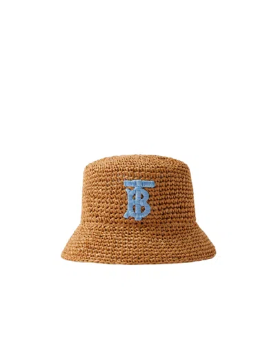 Burberry Embroidered-logo Bucket Hat In Brown