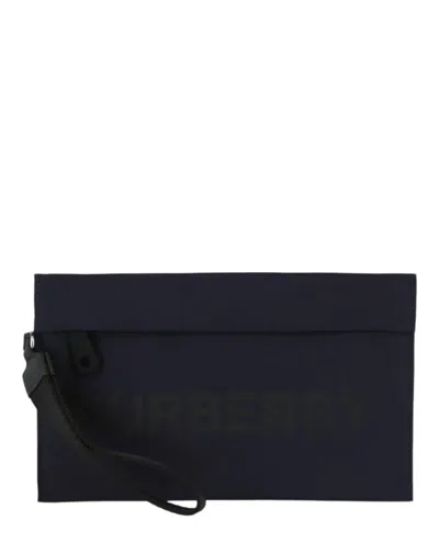 Burberry Logo-embellished Black Nylon Pouch With Slip Pockets