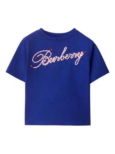 Burberry Babies' Logo-embellished T-shirt In Knight
