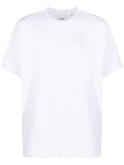 Burberry Logo-embossed Crew-neck T-shirt In White