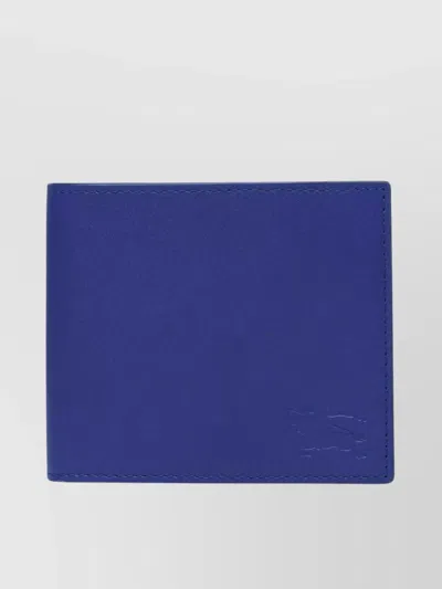 Burberry Logo Embossed Leather Wallet With Multiple Card Slots In Blue