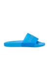 Burberry Logo-embossed Rubber Slides In Blue