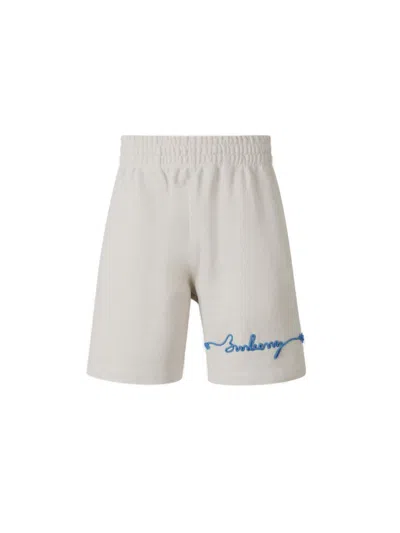 Burberry Logo Embroidered Bermuda Shorts In White