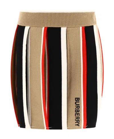 Burberry Kids' Logo-embroidered Box-pleat Miniskirt In Beige