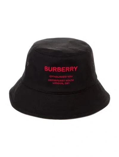 Pre-owned Burberry Logo Embroidered Bucket Hat In Black