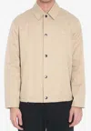 Burberry Gabardine Jacket With Collared Neck And Side Pockets In Beige