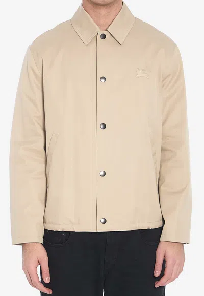 BURBERRY LOGO EMBROIDERED BUTTONED JACKET