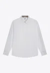 Burberry Logo Embroidered Buttoned Shirt In Gray