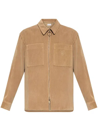 Burberry Logo-embroidered Corduroy Shirt Jacket In Teddy