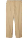 BURBERRY LOGO-EMBROIDERED COTTON CHINO TROUSERS