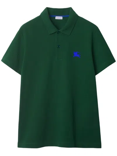 Burberry Logo-embroidered Cotton Polo Shirt In Green