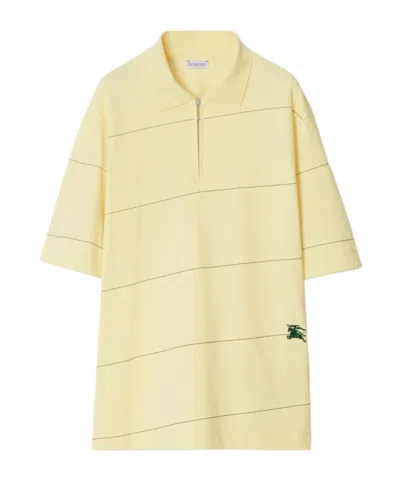Burberry Logo-embroidered Cotton Polo Shirt In Nude