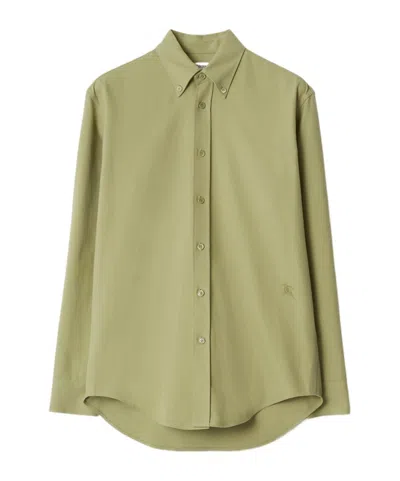 BURBERRY BURBERRY LOGO-EMBROIDERED BUTTON-UP SHIRT
