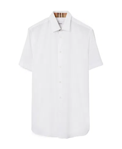 Burberry Logo-embroidered Cotton Shirt In White