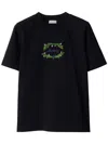 Burberry Logo-embroidered Cotton T-shirt In Black