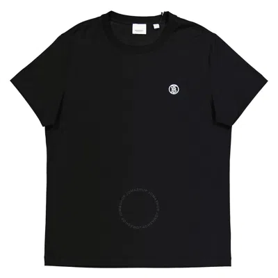 Burberry Logo-embroidered Cotton T-shirt In Black