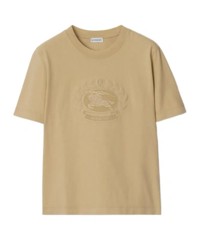 BURBERRY BURBERRY LOGO-EMBROIDERED CREWNECK T-SHIRT