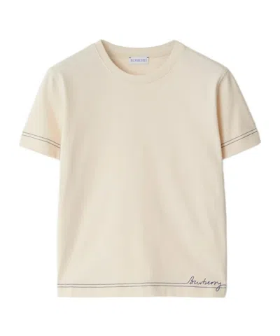 BURBERRY BURBERRY LOGO EMBROIDERED CREWNECK T-SHIRT