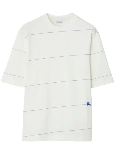 Burberry Logo-embroidered Cotton T-shirt In White