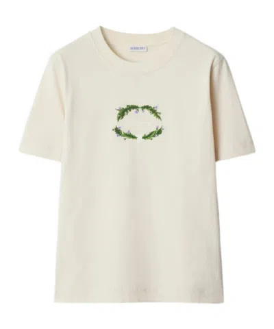 BURBERRY BURBERRY LOGO EMBROIDERED CREWNECK T-SHIRT