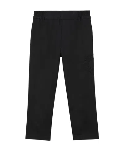 Burberry Kids' Logo-embroidered Cotton Trousers In Black