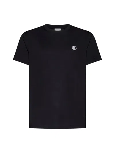 Burberry Logo Embroidered Crewneck T-shirt In Black