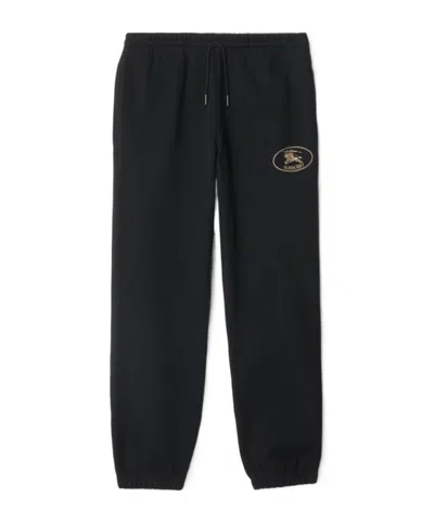 Burberry Logo Embroidered Drawstring Track Pants In Black