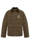 Burberry Corduroy-trimmed Cotton Twill Field Jacket In Juniper